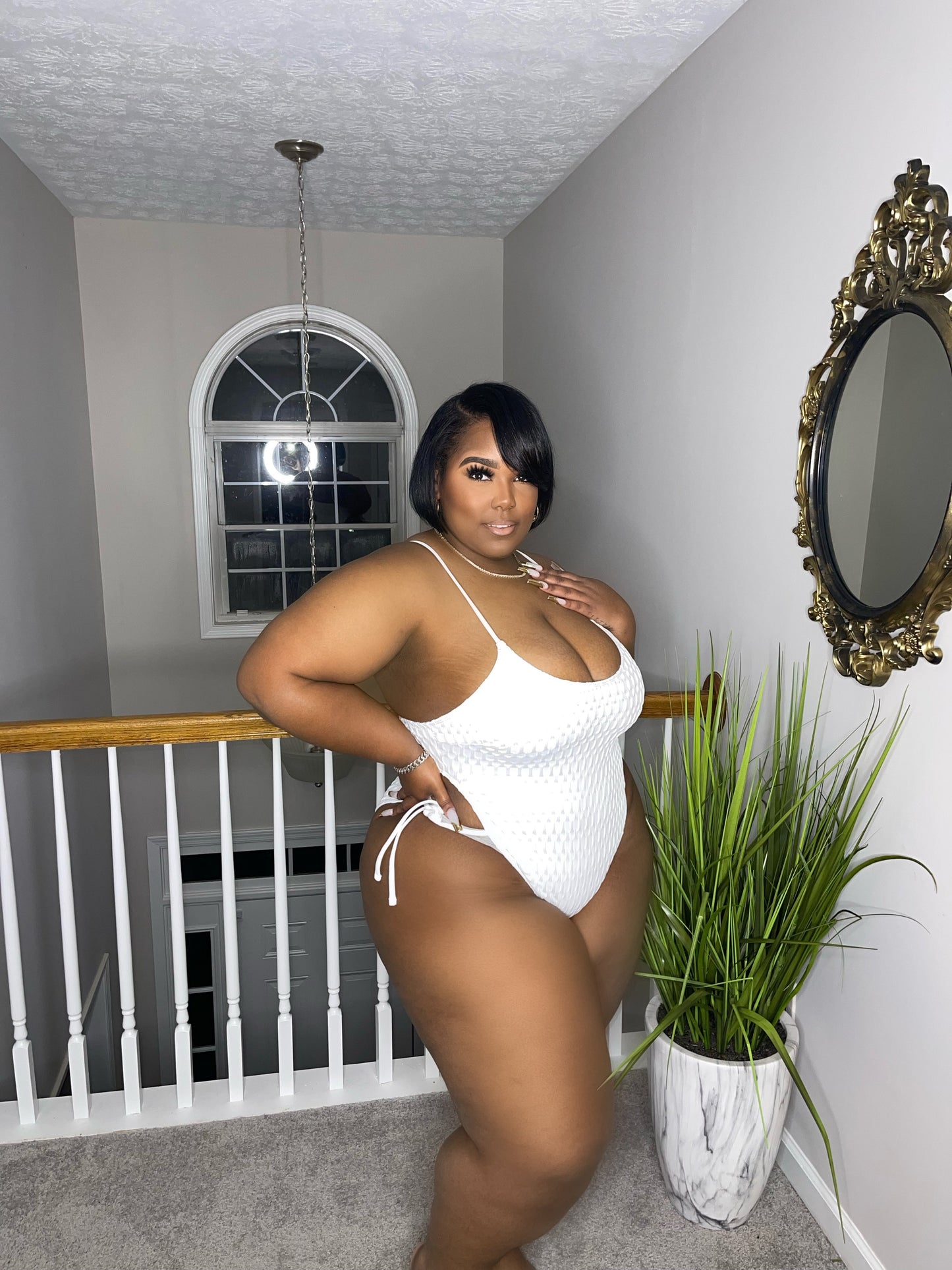 White beach swimsuit