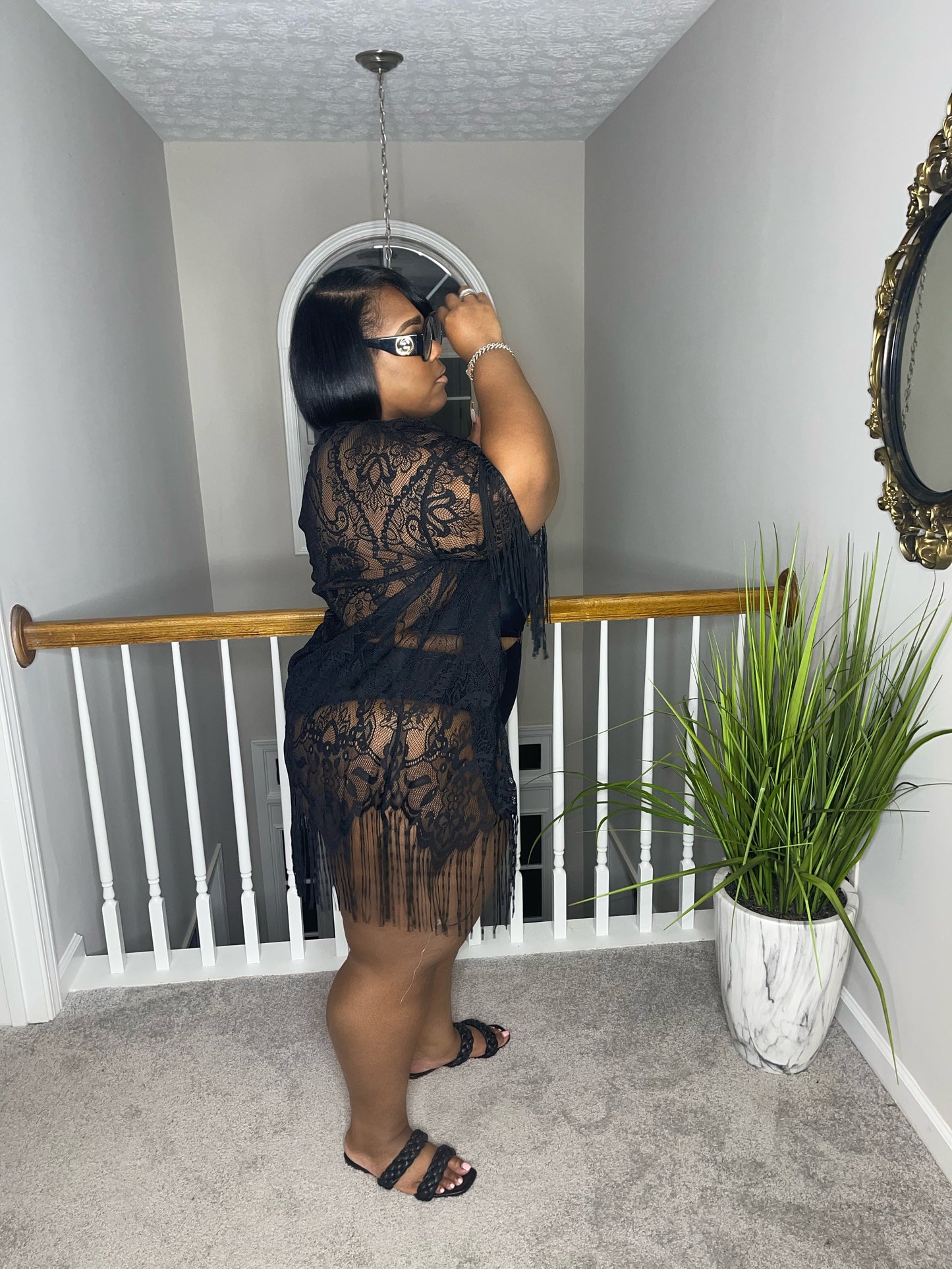Kimono lace Fringe Coverup