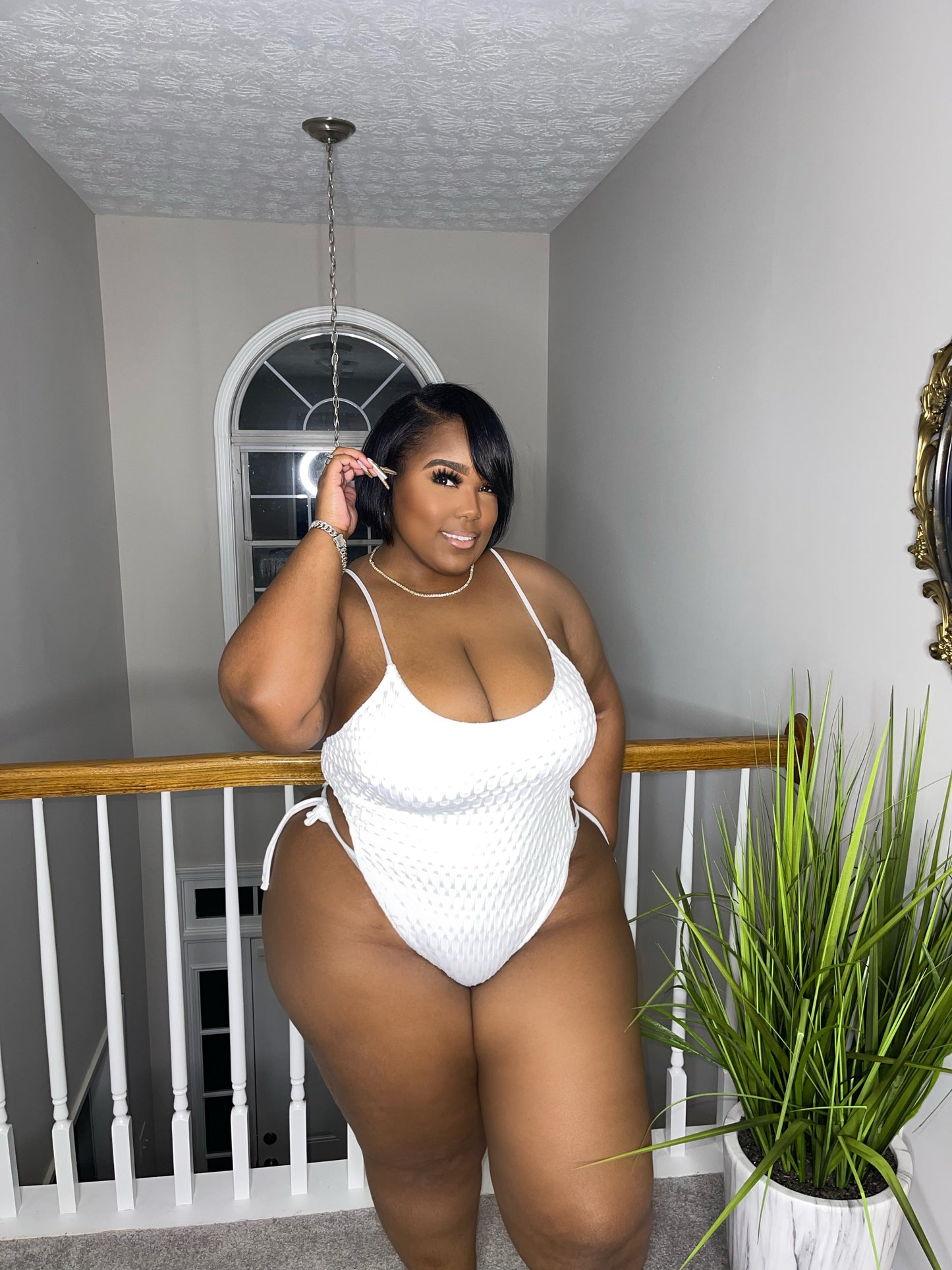 White beach swimsuit